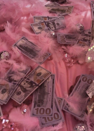 pink rug with money