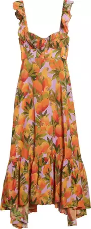 FARM Rio Mango Macaws Ruffle Cotton Blend Maxi Dress | Nordstrom