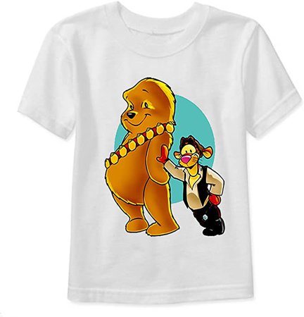 Amazon.com: Winnie The Pooh and Tigger Chewbacca Hans Solo Star Wars Unisex Short Sleeve Shirt (Adult Med) White: Clothing