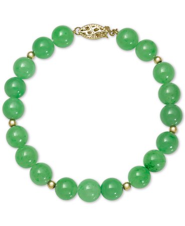 Macy's 14k Gold Dyed Jade Beaded Bracelet