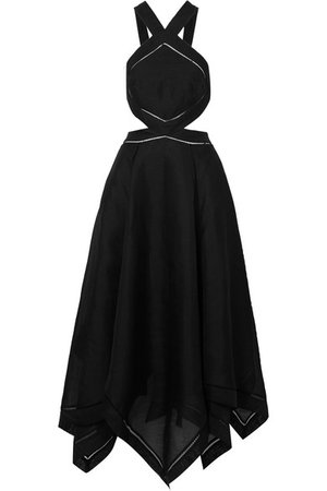 Zimmermann | Corsage cutout silk and linen-blend halterneck maxi dress | NET-A-PORTER.COM