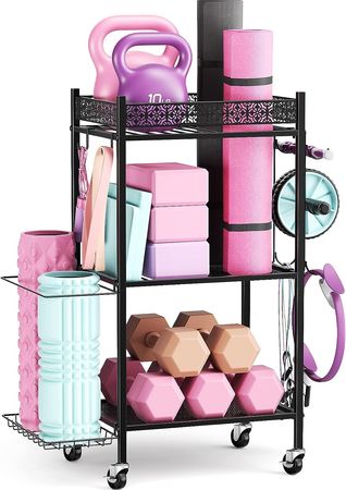 Amazon.com : VOPEAK Yoga Mat Storage Rack, Home Gym Storage Rack Yoga Mat Holder, Workout Storage for Yoga Mat, Foam Roller, Gym Organizer Gym Equipment Storage for Home Exercise and Fitness Gear (Metal) : Sports & Outdoors