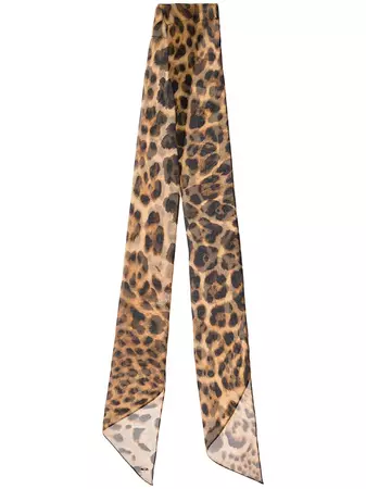 Shop Saint Laurent leopard-print silk-chiffon scarf with Express Delivery - FARFETCH