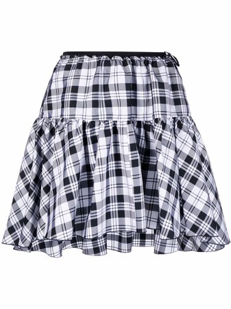Shop RED Valentino tartan ruffled skirt with Express Delivery - FARFETCH