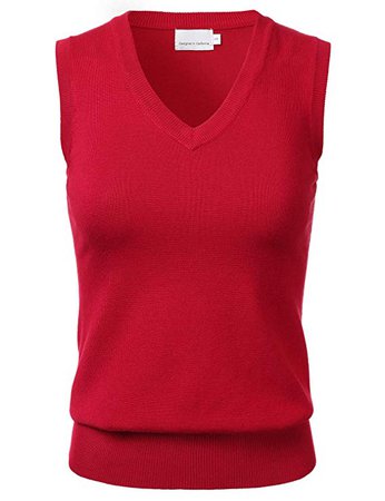 Women's Solid Classic V-Neck Sleeveless Pullover Sweater Vest Top White M at Amazon Women’s Clothing store