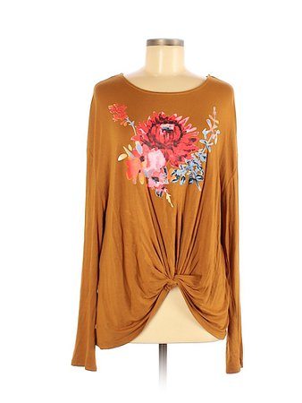 Jodifl Floral Orange Gold Long Sleeve T-Shirt Size M - 63% off | thredUP