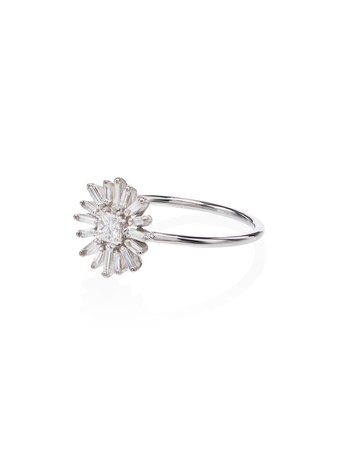 Suzanne Kalan 18Kt White Gold Diamond Flower Ring | Farfetch.com