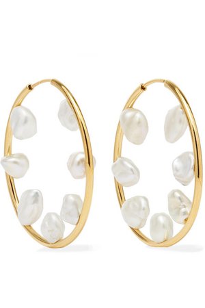 Maria Black | Secret Garden gold-plated pearl hoop earrings | NET-A-PORTER.COM