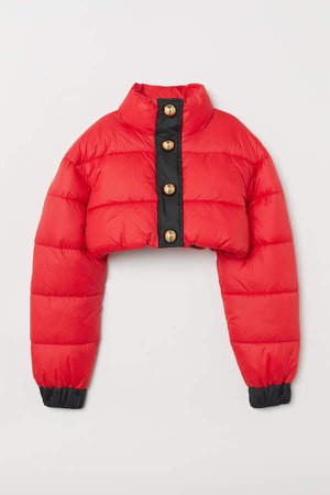 Short Padded Jacket - Red