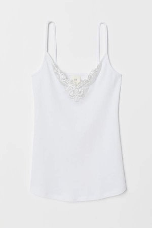 Camisole Top with Lace - White