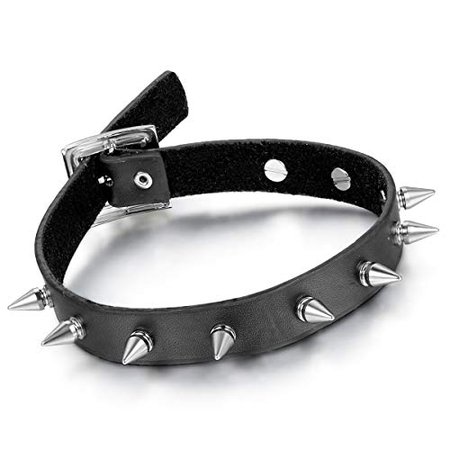 Oidea Womens Punk Spiked Leather Choker Collar Necklace with Adjustable Size Buckle: Amazon.co.uk: Jewellery
