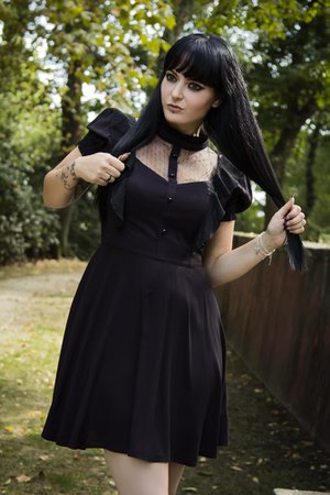 Elana Black Gothic Dress by Hell Bunny | Ladies Gothic