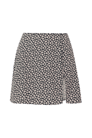 REFORMATION + NET SUSTAIN Fran button-detailed floral-print crepe mini skirt