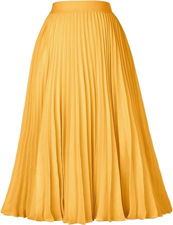 Amazon.com: GRACE KARIN Women's Chiffon Skirts Swing Pleated Flared Swing Skirt Yellow XXL : Clothing, Shoes & Jewelry