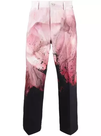 Alexander McQueen dyed-effect straight-leg trousers