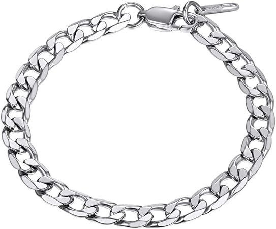 PROSTEEL Chain Bracelet Mens Women Man Jewelry Gifts Him Curb Chains Silver Bangle Stainless Steel Cuban Link Bracelets for Men | Amazon.com