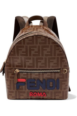 Fendi | Leather-trimmed printed coated-canvas backpack | NET-A-PORTER.COM