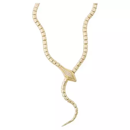 Sidney Garber Wrap Around Snake Lariat with Diamonds Necklace For Sale at 1stDibs