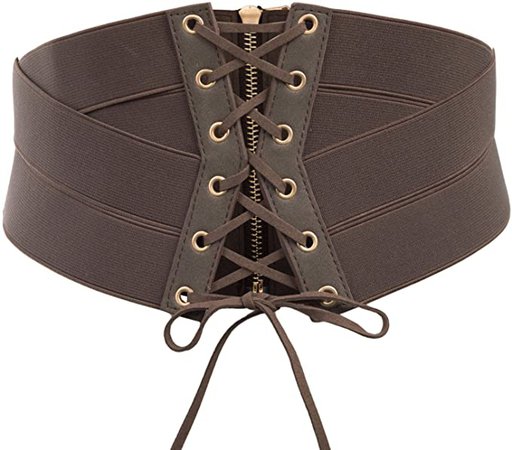 Steampunk Pirate Elastic Cinch Belt Stretch Waist Band M Brown at Amazon Women’s Clothing store