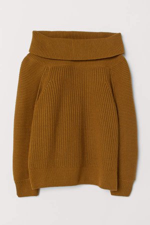 Off-the-shoulder Sweater - Yellow
