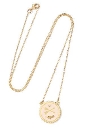 Foundrae | Passion Petite 18-karat gold, diamond and enamel necklace | NET-A-PORTER.COM