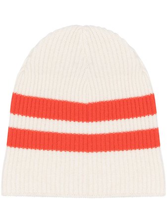 Shop orange Cashmere In Love striped ribbed-knit beanie with Express Delivery - Farfetch