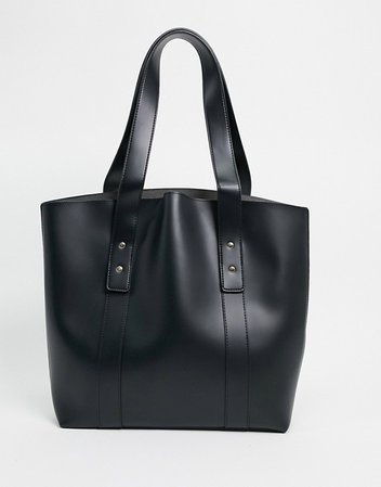 ASOS DESIGN clean shopper with dome studs in black | ASOS