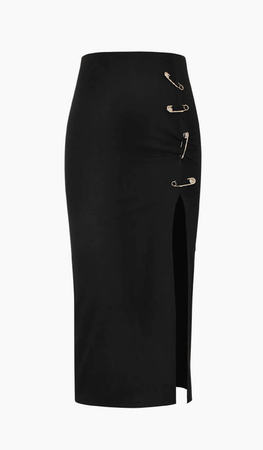 Long Black Skirt with Slit