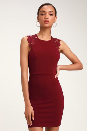 Sexy Burgundy Dress - Lace Dress - Lace Bodycon Dress - Dress