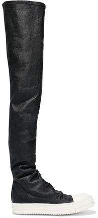 Gathered Stretch-leather Over-the-knee Boots