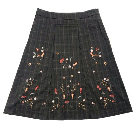 Colorado Women's Brown Plaid Embroidered Floral Aline Skirt Size 10 | eBay