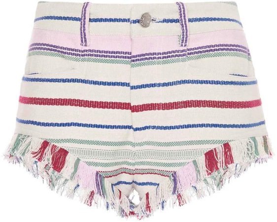 Isabel Marant Campinas Striped Frayed Cotton-Blend Shorts Size: 32