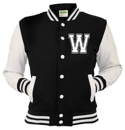 letterman jacket W black and white