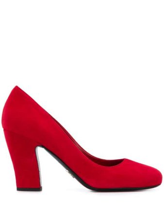 Shop red Prada round toe pumps with Express Delivery - Farfetch