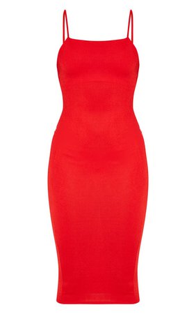 Red Strappy Midi Dress | Dresses | PrettyLittleThing