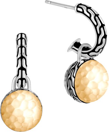 Classic Chain Hammered 18K Gold & Silver Drop Earrings