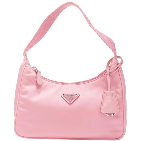 PRADA Re Edition 200 pink Tessuto Nylon saffiano trim underarm bag For Sale at 1stDibs