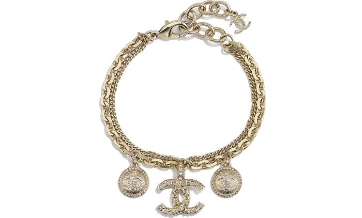 Bracelet, metal & diamantés, gold & crystal - CHANEL