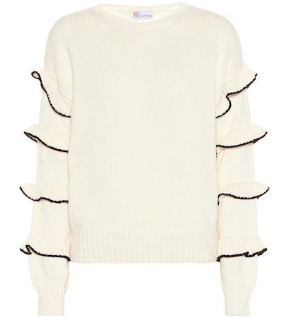 Ruffled cotton sweater