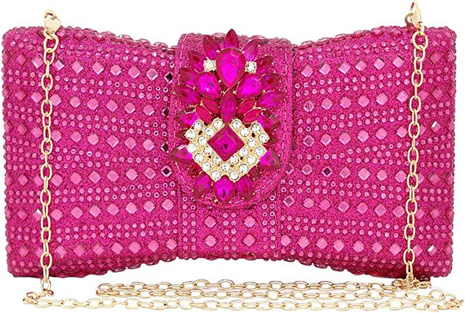Hot Pink Purse Bow Flower Evening Bag Rhinestone Clutch Chaliwini Party Handbags For Women(Fuchsia): Handbags: Amazon.com