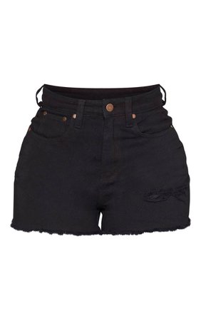Shape Black Denim High Waist Mom Shorts | PrettyLittleThing USA