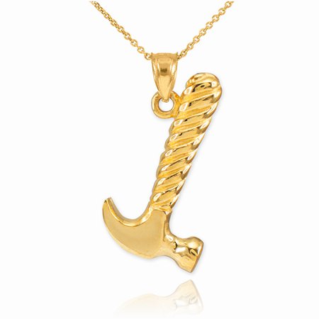 Gold Hammer Pendant Necklace | Tools Jewelry