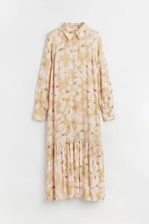 Patterned Shirt Dress - Beige/Floral - Ladies | H&M CA