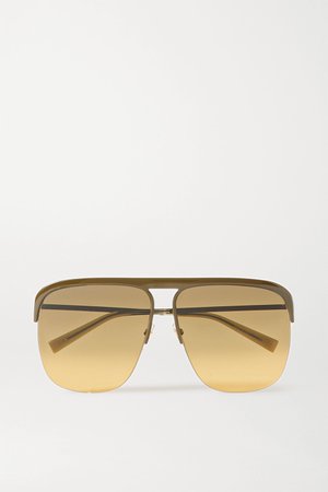 Army green Oversized D-frame metal sunglasses | Givenchy | NET-A-PORTER