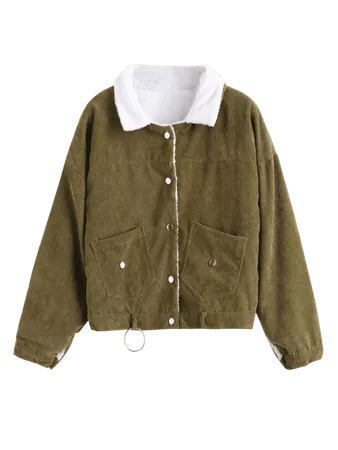 Corduroy Snap Button Sheepskin Jacket