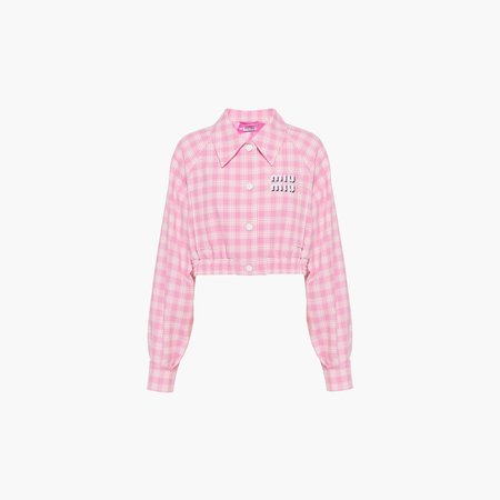 Checked blouson jacket Pink/white | Miu Miu