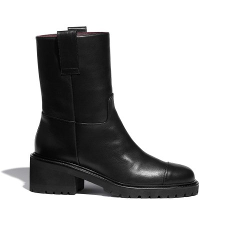 Calfskin Black Ankle Boots | CHANEL