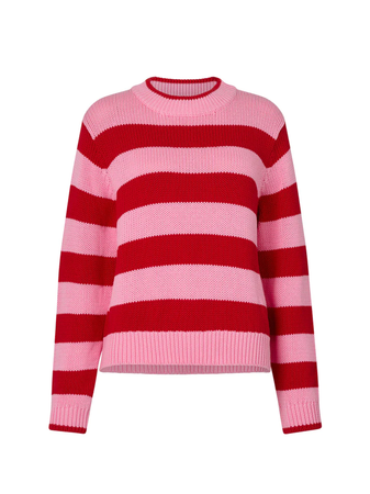 Joelle Pink And Red Stripe Cotton Sweater