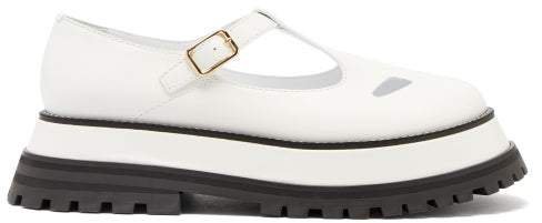 Aldwych Flatform Leather Dolly Loafers - Womens - White