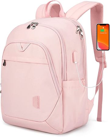 Amazon.com: BAGSMART Travel Laptop Backpack Women, 15.6 Inch Anti Theft Laptop Backpack with USB Charging Port Water Resistant Casual Daypack College Bookbags Computer Backpack for Work, Pink : Electronics